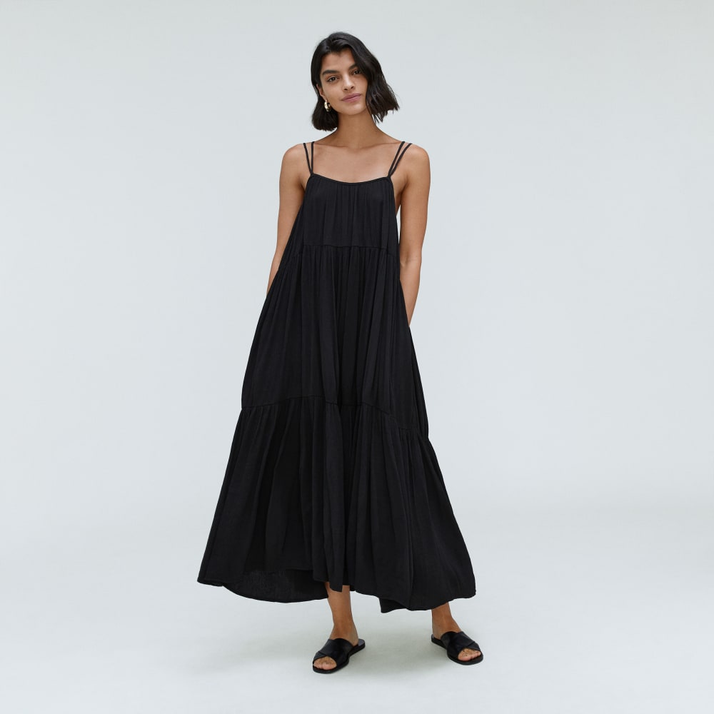 womens-naia-ripple-tiered-maxi-dress-black | primary