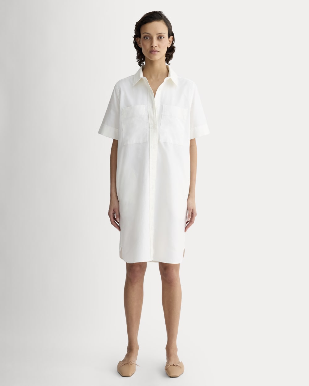 womens-oxford-short-sleeve-shirt-dress-white | primary