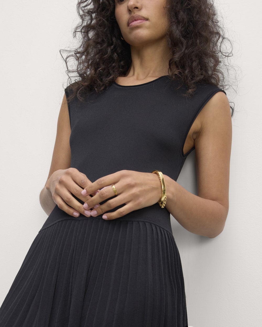 womens-viscose-knit-pleated-dress-black