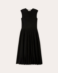 womens-viscose-knit-pleated-dress-black | alt