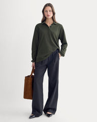 womens-oversized-pique-polo-dark-green