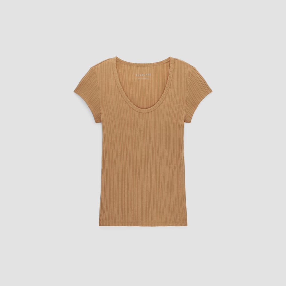 womens-rib-soft-knit-scoop-neck-tee-caramel | alt