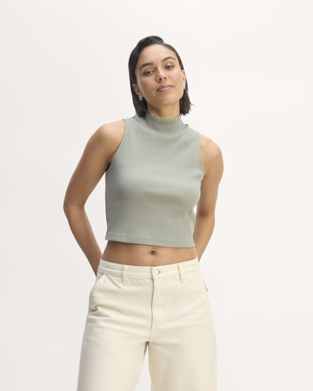 womens-stretch-rib-mockneck-tank-sage-green | primary