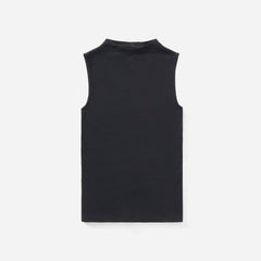 womens-pima-micro-rib-funnel-neck-tank-black | alt