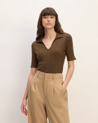 womens-rib-soft-knit-open-collar-polo-cocoa | primary