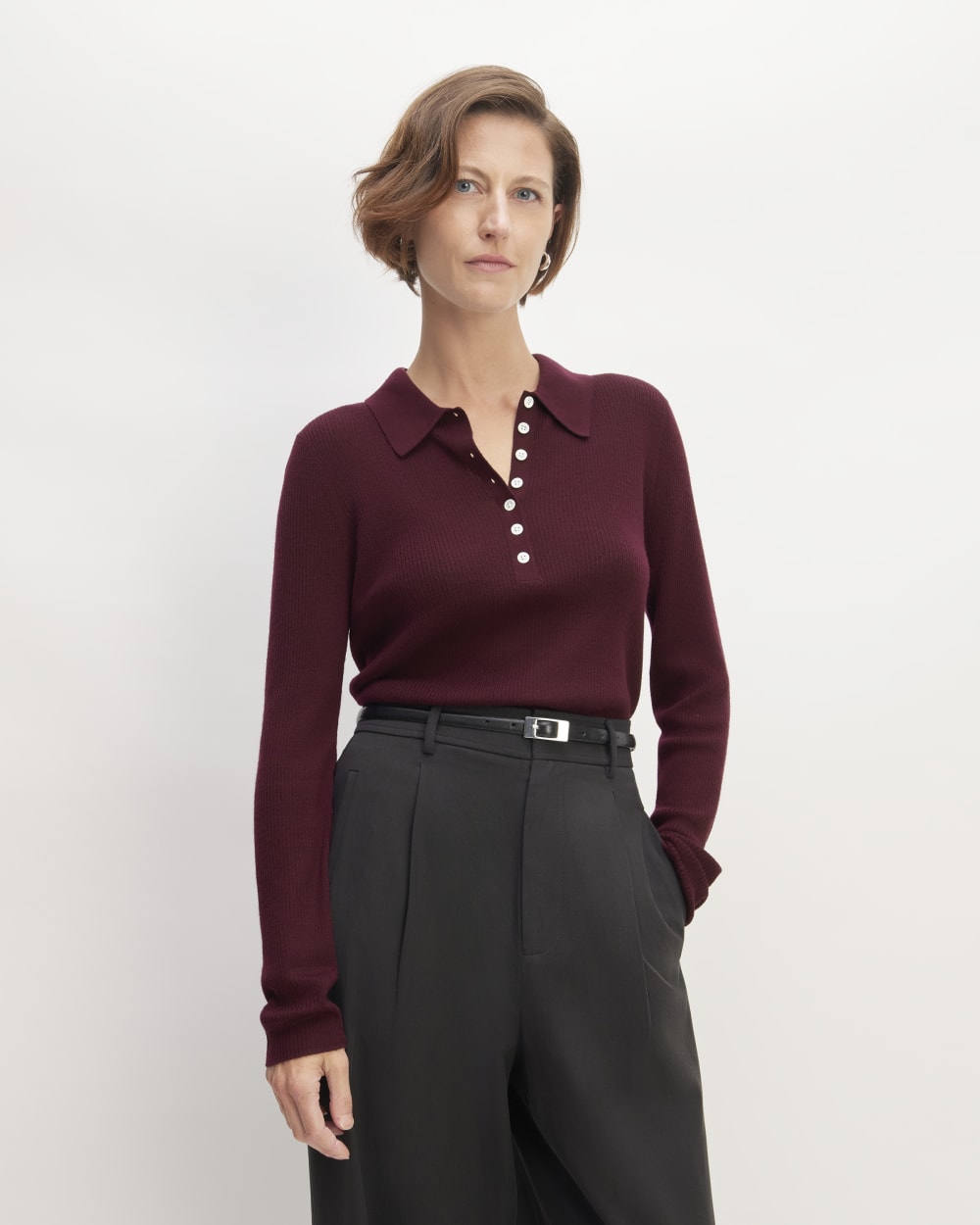 womens-ultrafine-merino-ribbed-polo-burgundy | primary