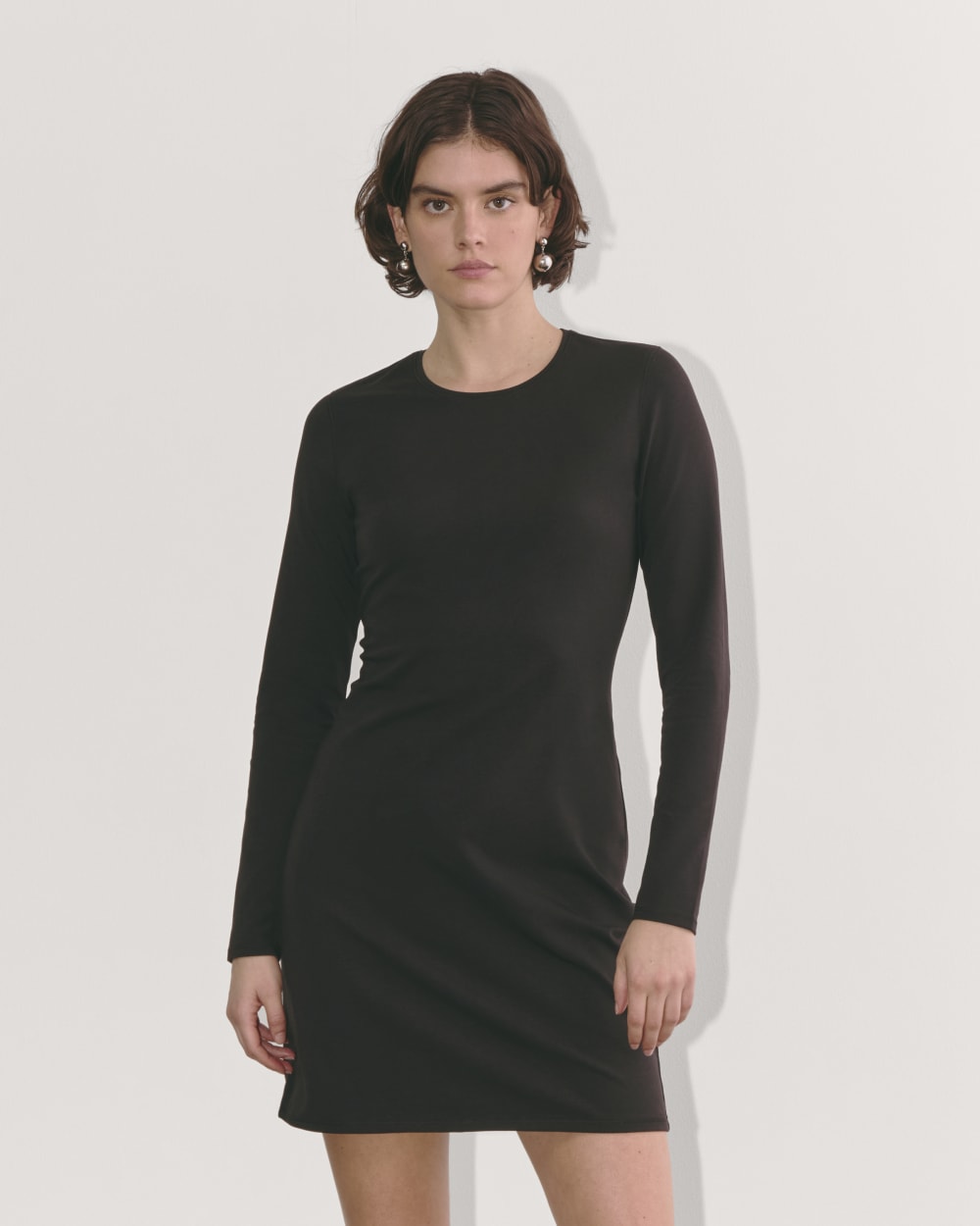 womens-form-mini-long-sleeve-dress-black | primary