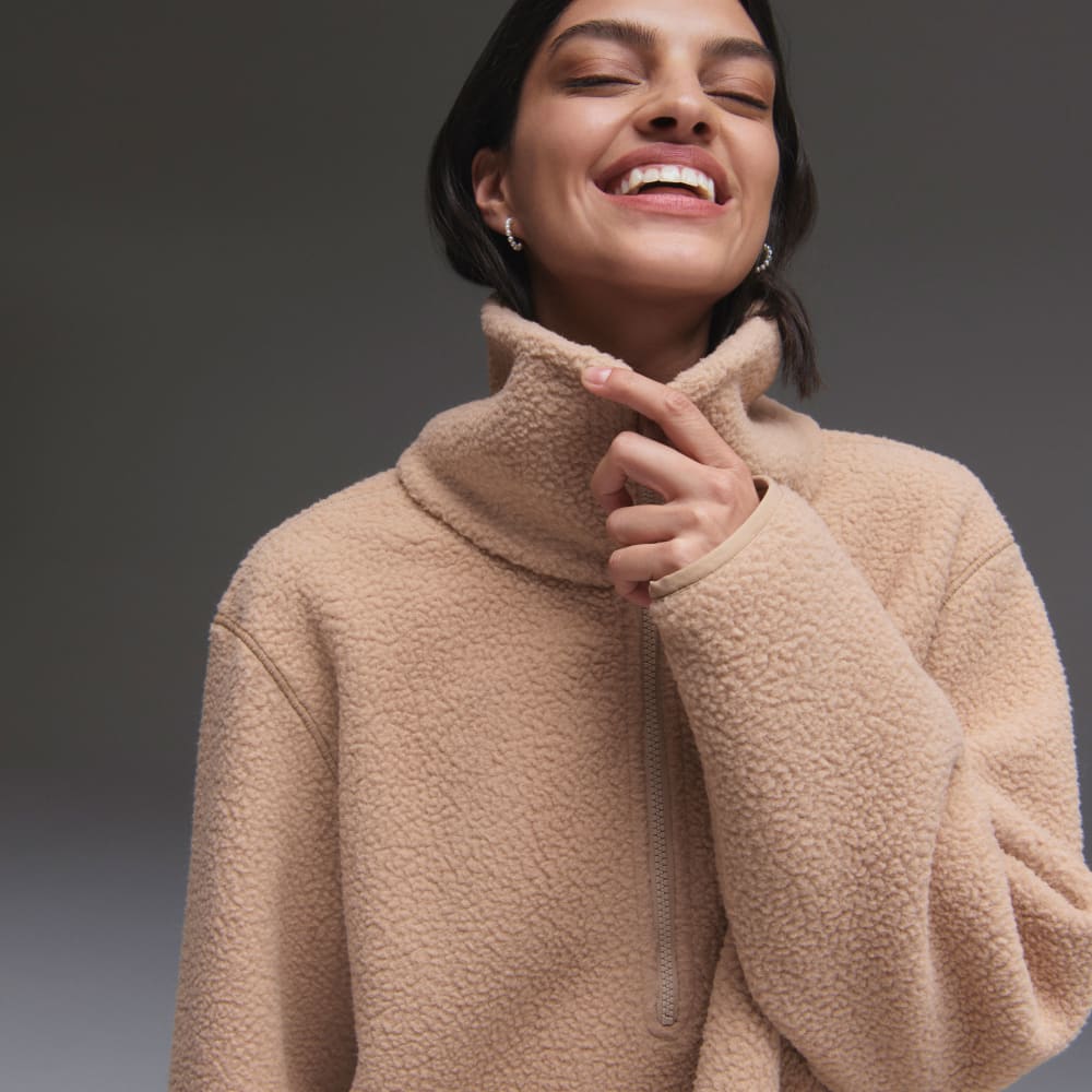 womens-renew-fleece-half-zip-tan | primary