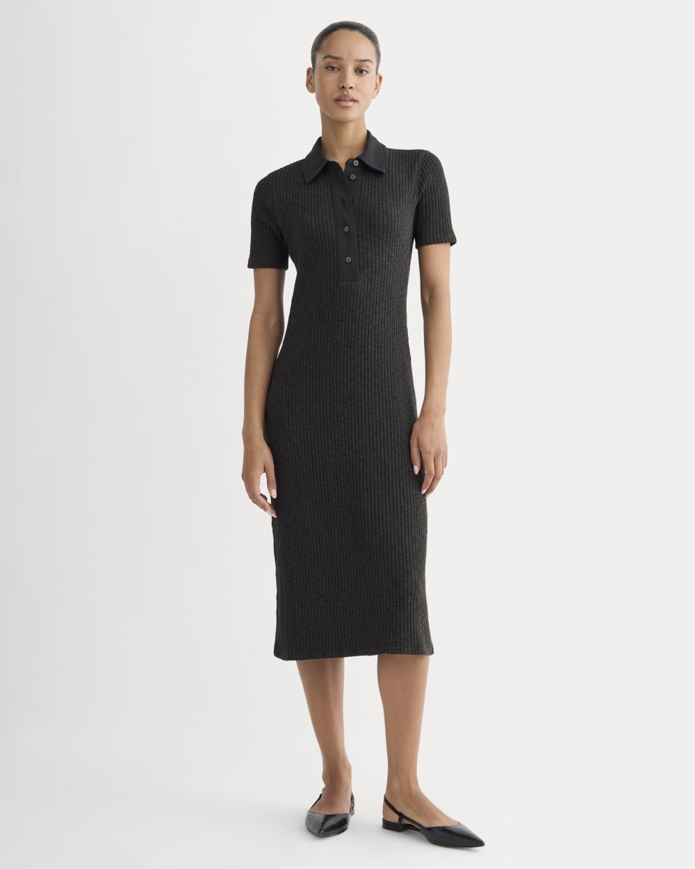 womens-cozy-rib-polo-dress-black | primary