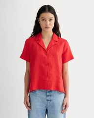 womens-linen-notch-ss-shirt-classic-red | primary