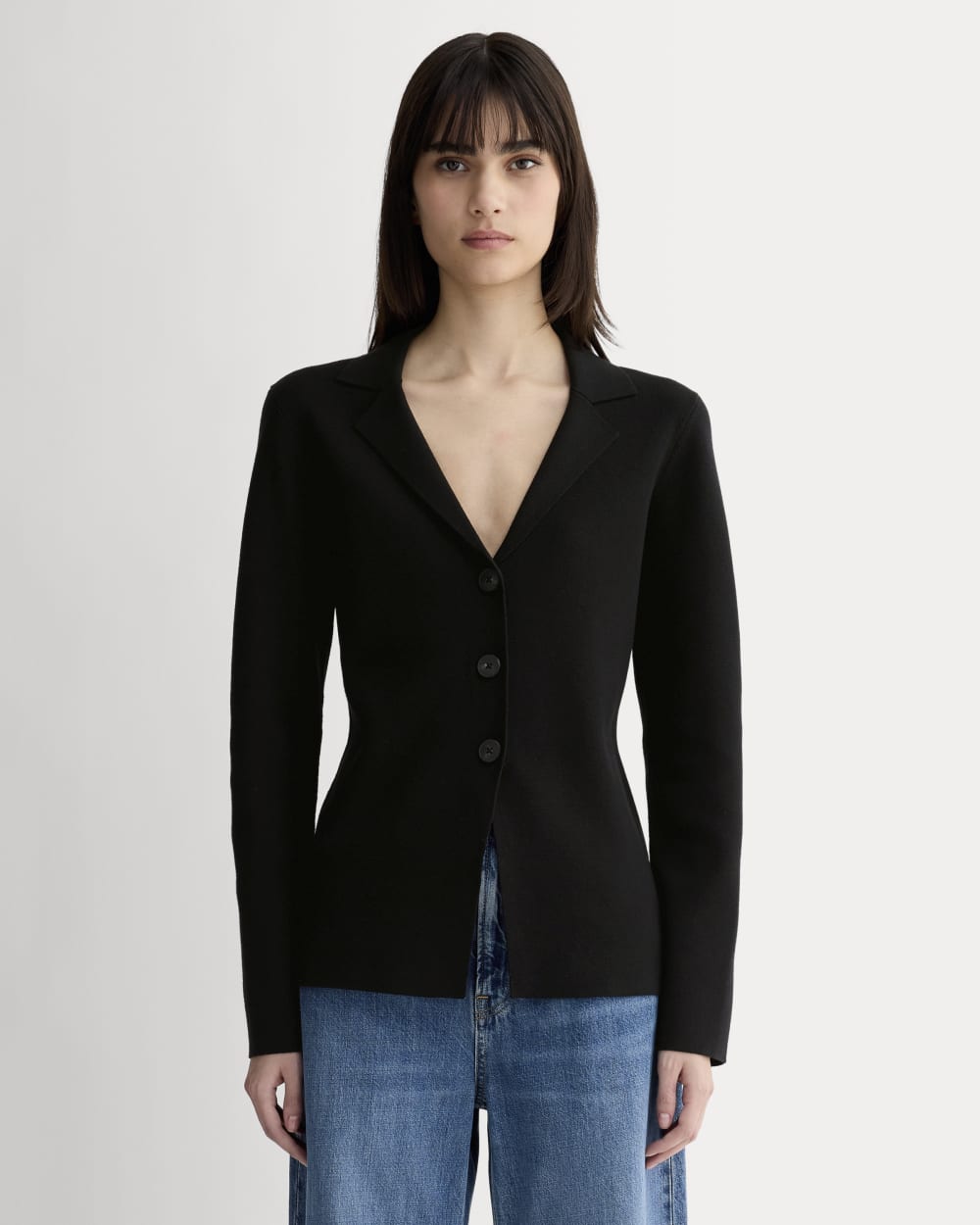 womens-knit-blazer-black | primary