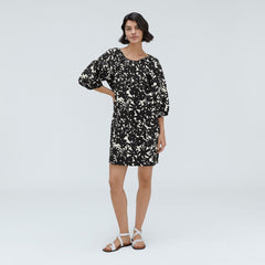 womens-seersucker-puff-sleeve-dress-black-canvas-floral
