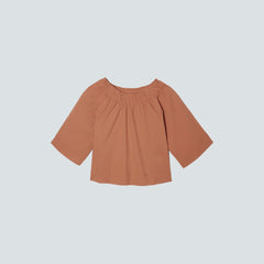 womens-seersucker-gathered-tee-tawny-brown | alt