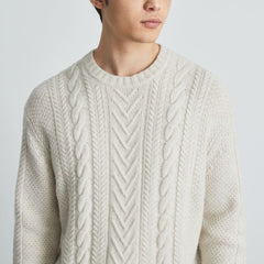 mens-felted-merino-cable-knit-crew-hthr-oat | alt