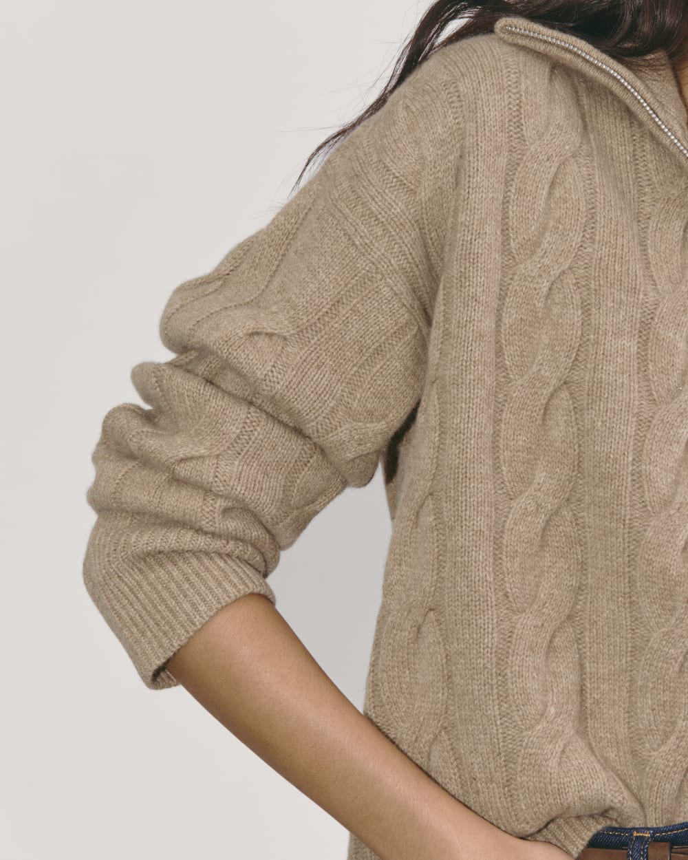 womens-felted-merino-cable-half-zip-oat-melange