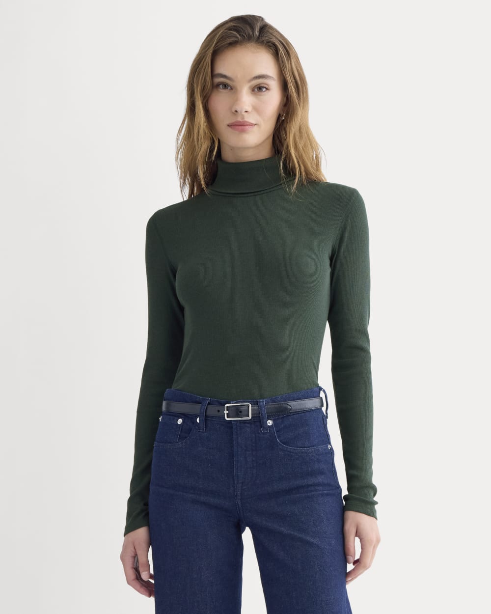 womens-supima-rib-turtleneck-heathered-dark-sea | primary