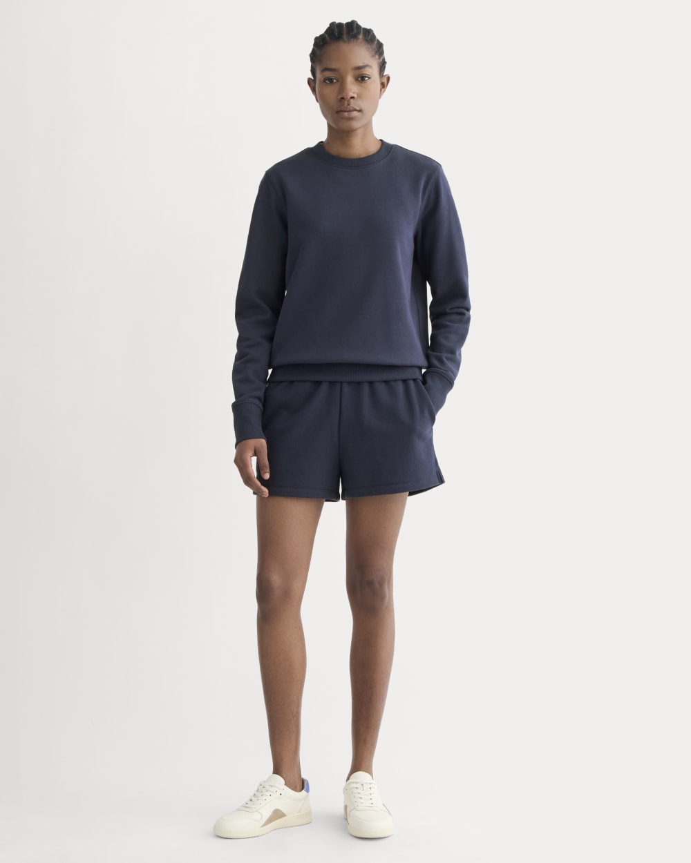 womens-off-duty-french-terry-short-navy | primary