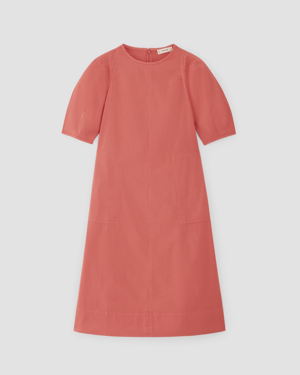 womens-short-sleeve-puff-midi-dress-coral | alt