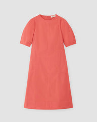 womens-short-sleeve-puff-midi-dress-coral | alt