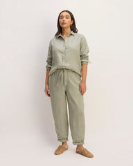 womens-linen-pull-on-barrel-pant-sage-green | primary