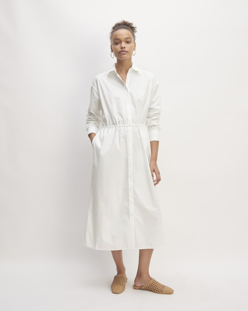 womens-supima-cotton-midi-shirt-dress-white | primary