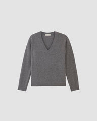 womens-cashmere-relaxed-v-neck-heather-charcoal | alt