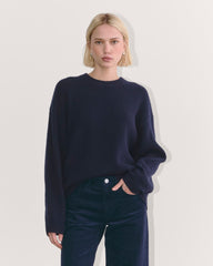womens-wool-cashmere-cocoon-crew-sweater-navy | primary