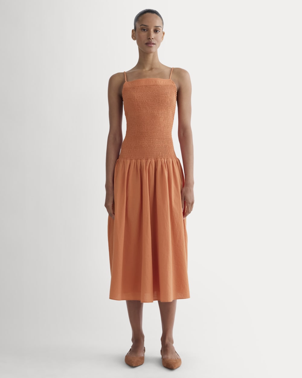 womens-gauze-open-back-dress-soft-orange | primary
