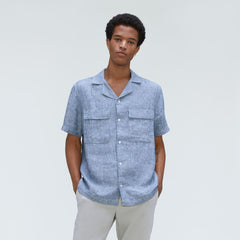 mens-linen-camp-shirt-blue-white-pinstripe | primary