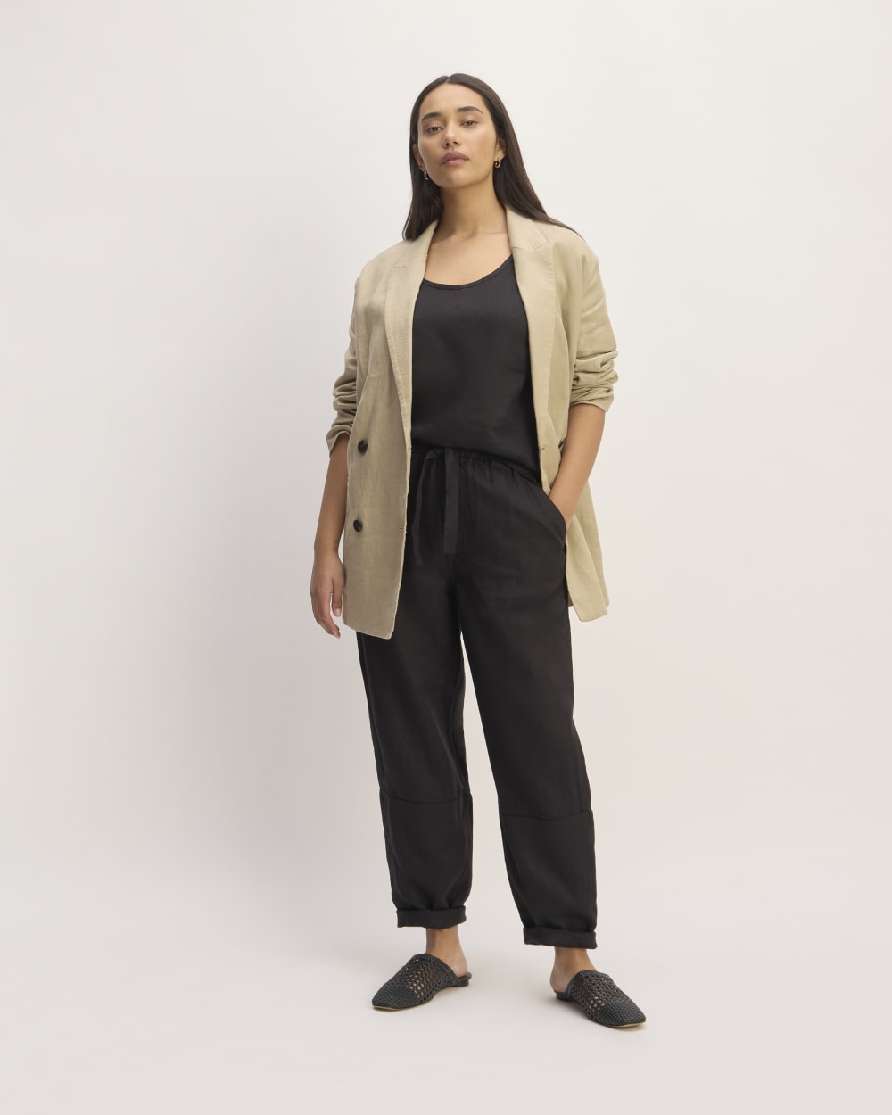 womens-linen-pull-on-barrel-pant-black | primary