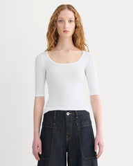 womens-supima-micro-rib-scoop-neck-tee-white | primary