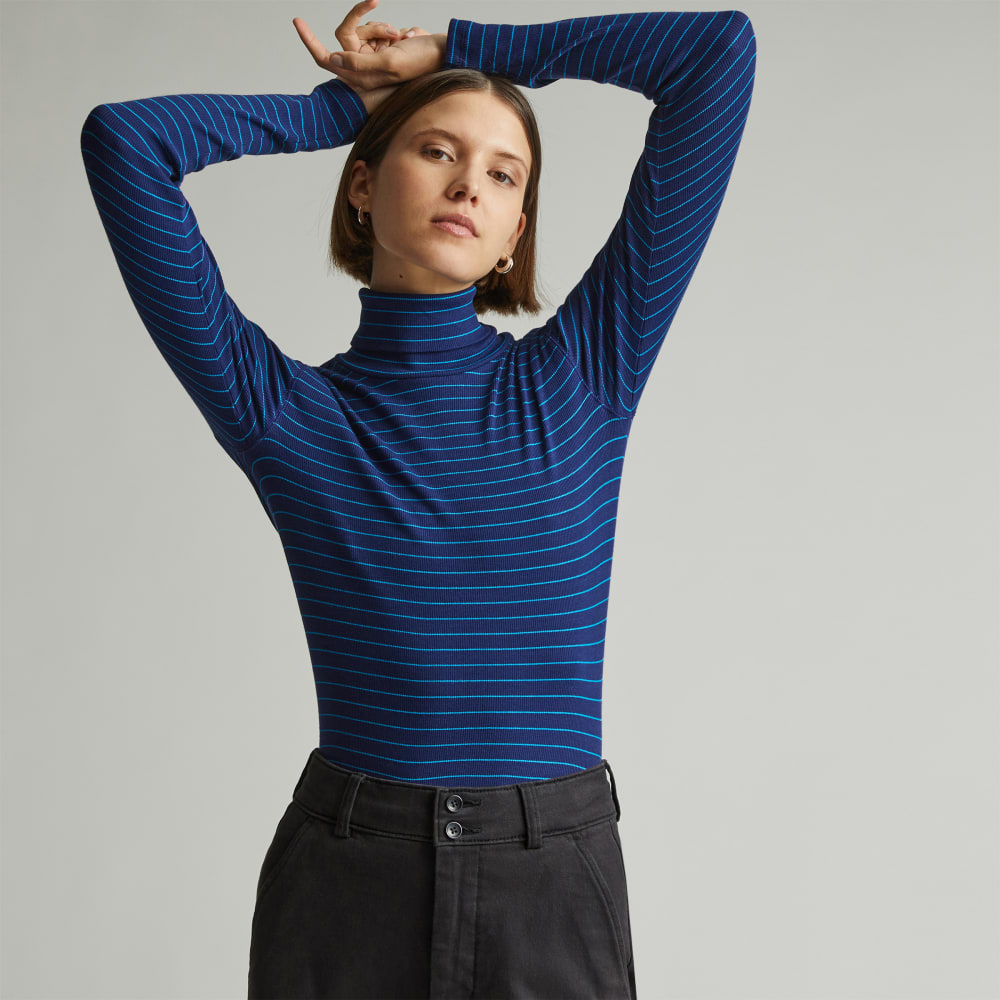 womens-supima-rib-turtleneck-ocean-cavern-horizon-blue | primary