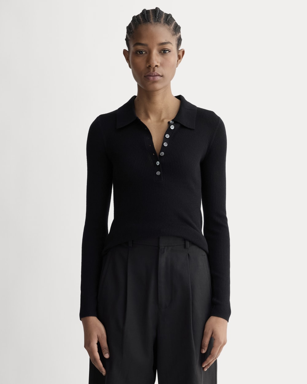 womens-ultrafine-merino-ribbed-polo-black | primary