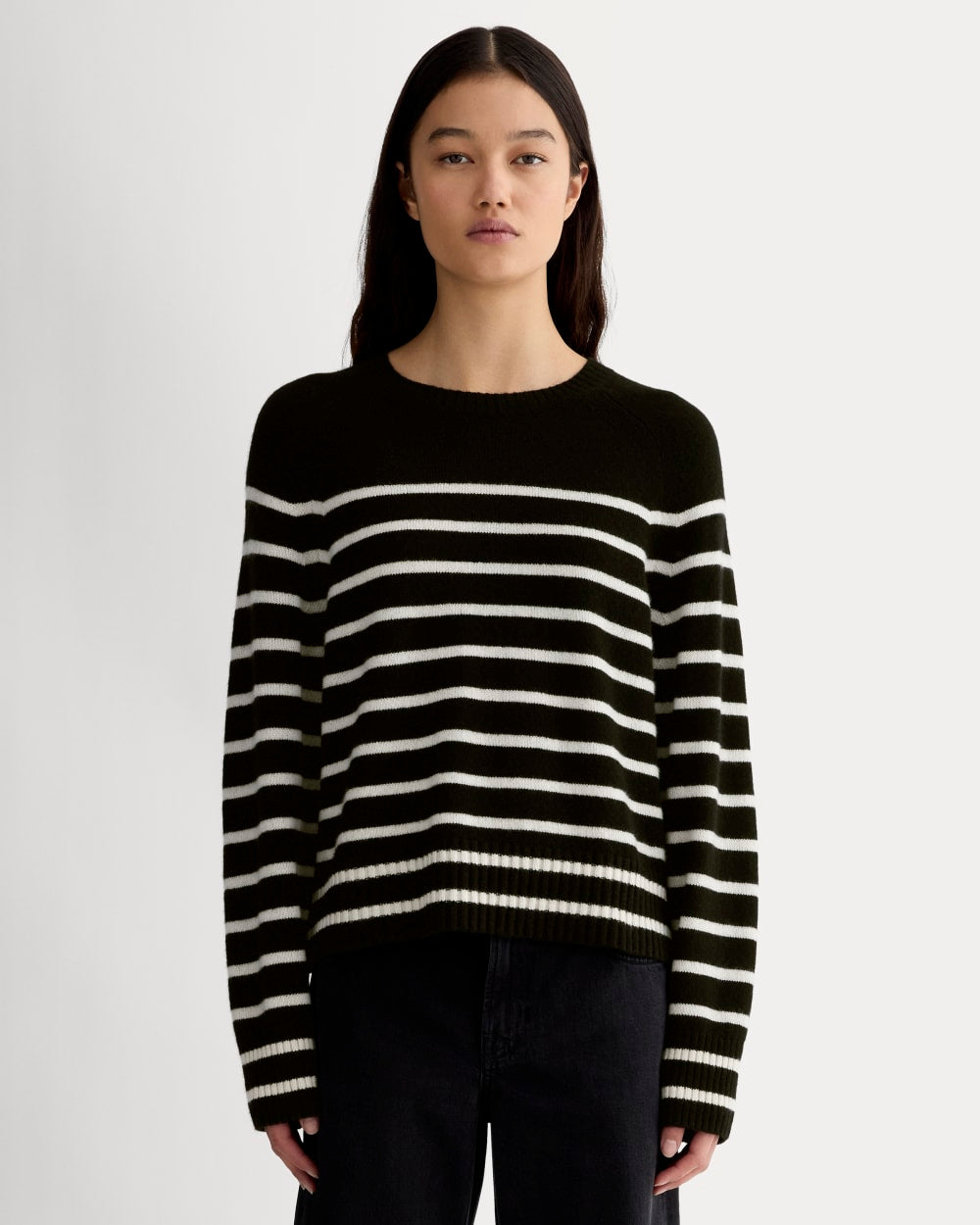 womens-cashmere-boxy-crew-sweater-black-bone-stripe | primary
