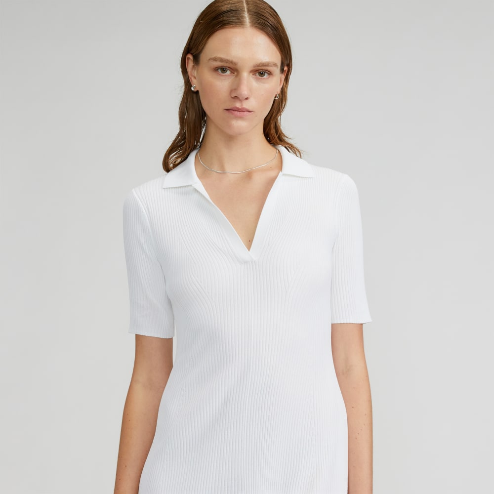 womens-ribbed-short-sleeve-polo-dress-white