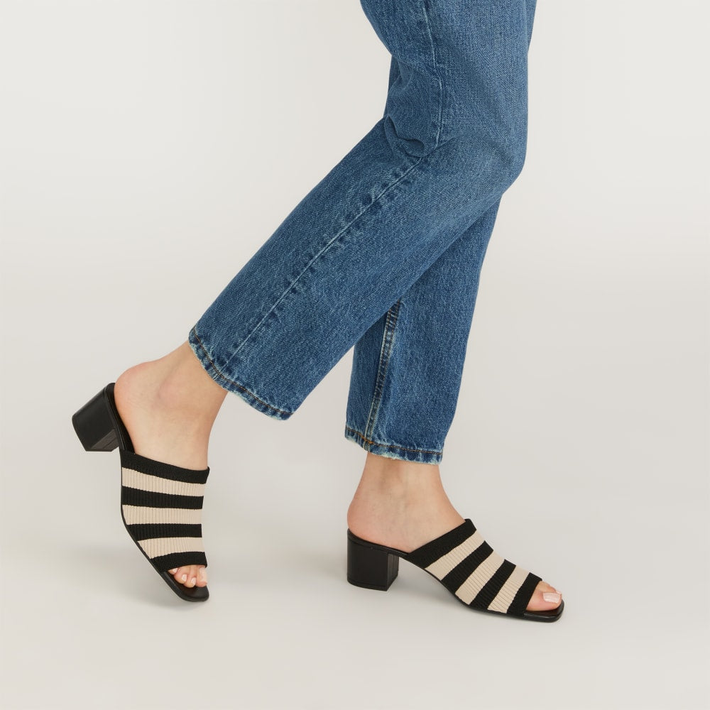 womens-reknit-block-heel-sandal-black-parchment-stripe | alt