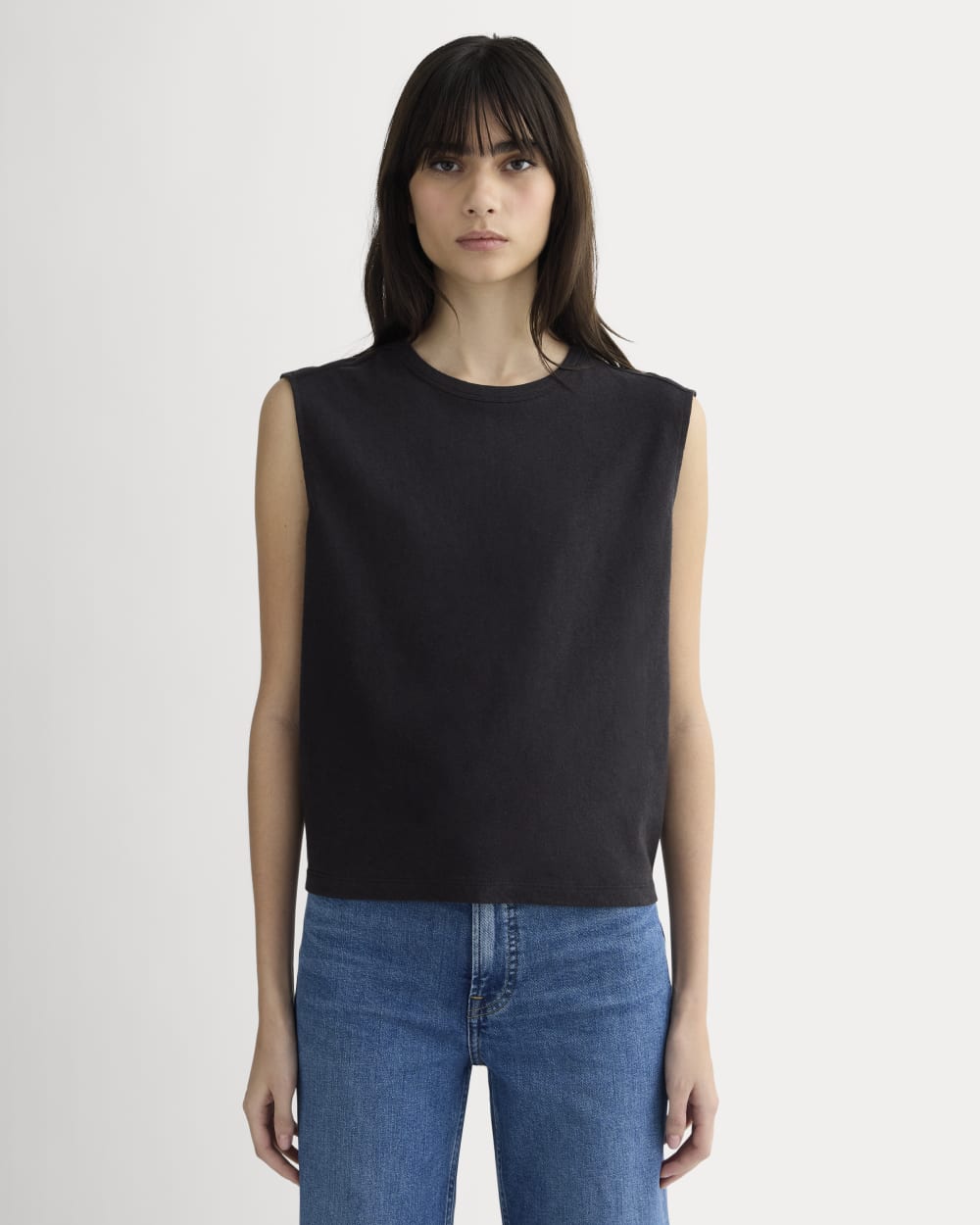 womens-muscle-tee-cotton-linen-black | primary
