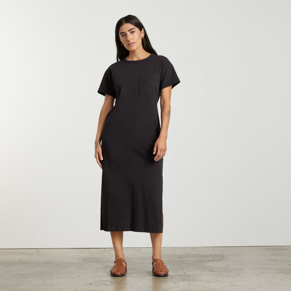 womens-organic-maxi-tee-dress-black | primary