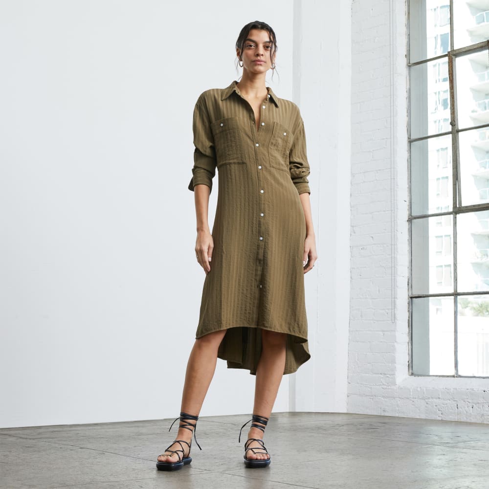 womens-city-stripe-draped-shirt-dress-beech | primary