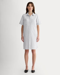 womens-oxford-short-sleeve-shirt-dress-charcoal-white | primary