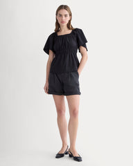 womens-flutter-sleeve-top-stretch-linen-black