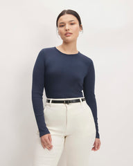 womens-supima-rib-long-sleeve-crew-navy | primary