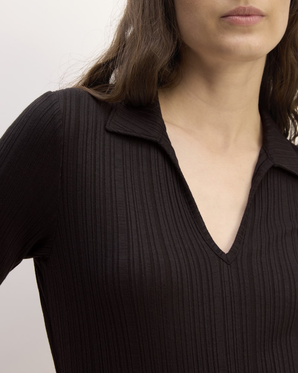womens-rib-soft-knit-open-collar-polo-black