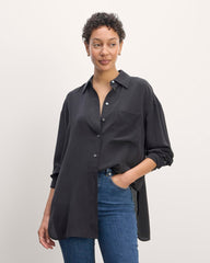 womens-washable-silk-oversized-shirt-black | primary