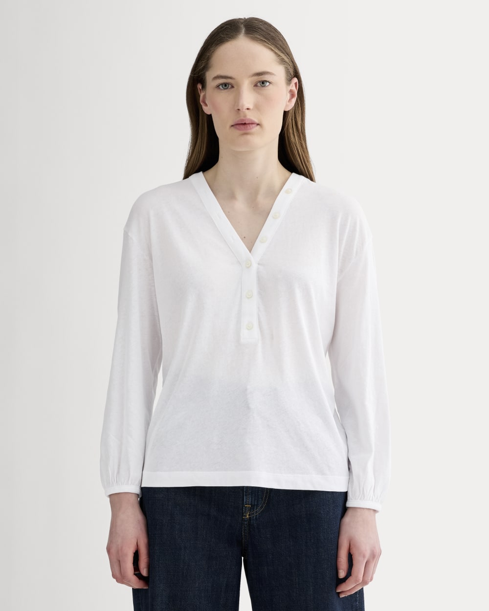 womens-air-v-neck-henley-white | primary
