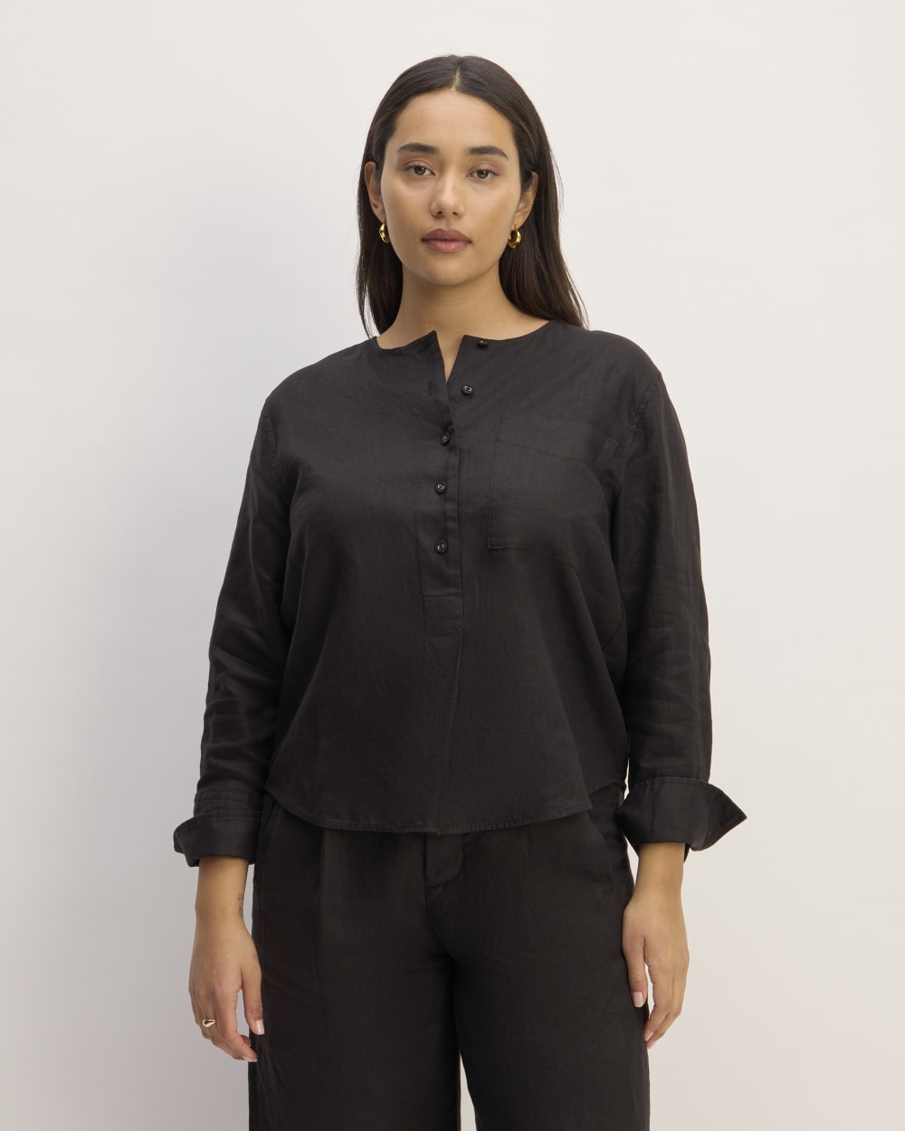womens-linen-popover-shirt-new-black | primary