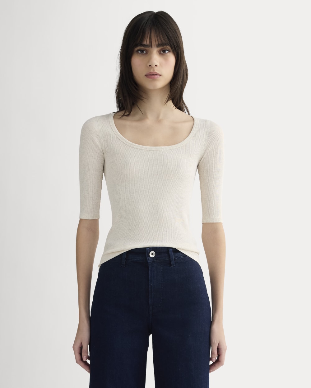 womens-luxe-supima-micro-rib-scoop-neck-heathered-oat | primary