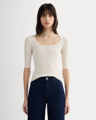 womens-luxe-supima-micro-rib-scoop-neck-heathered-oat | primary