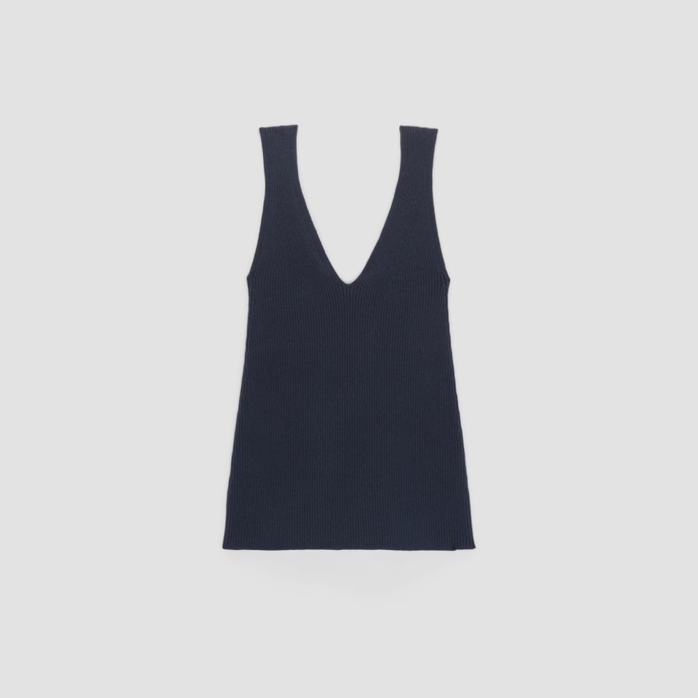 womens-ribbed-cotton-double-v-top-navy | alt