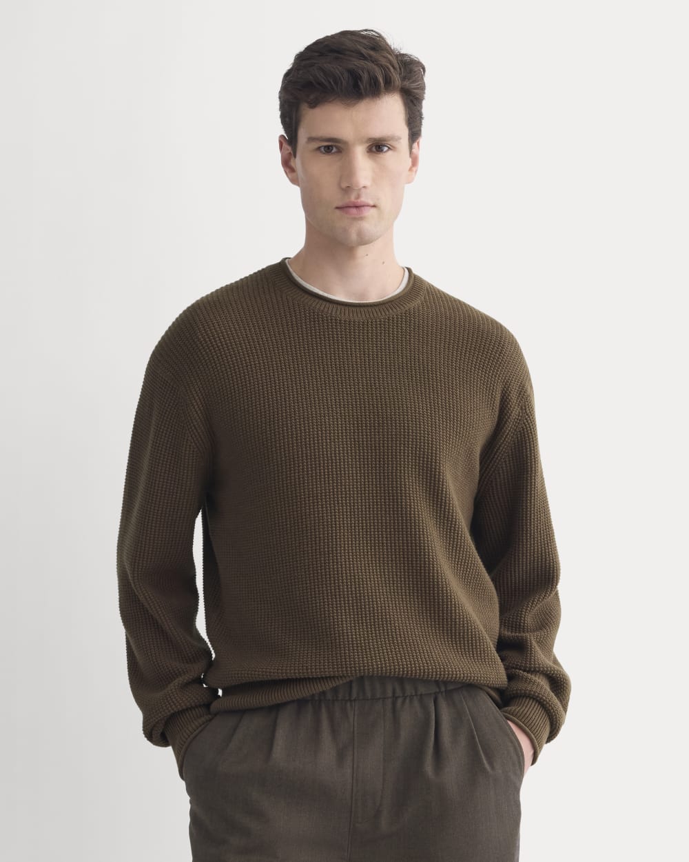 mens-waffle-rollneck-crew-cocoa | primary